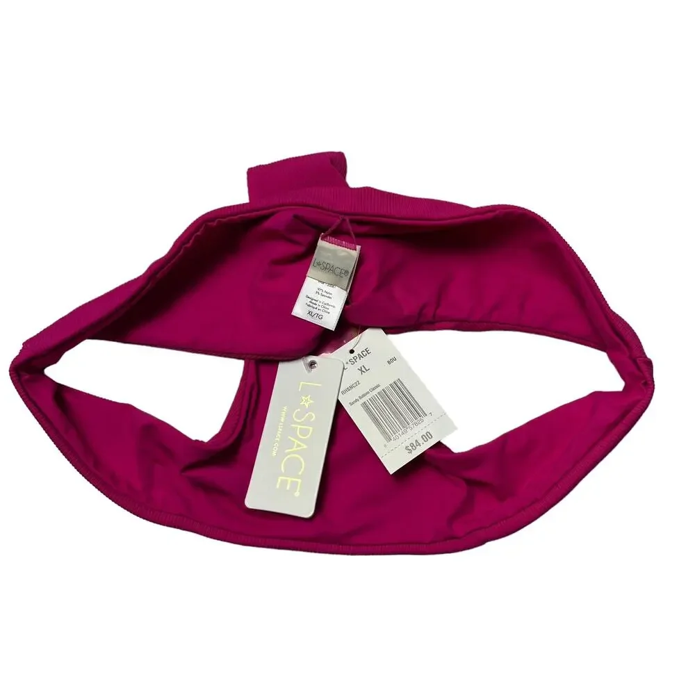 L*SPACE Sandy Classic Bikini Bottom Ribbed Stretch Magenta Seamless XL NEW - Picture 6 of 8